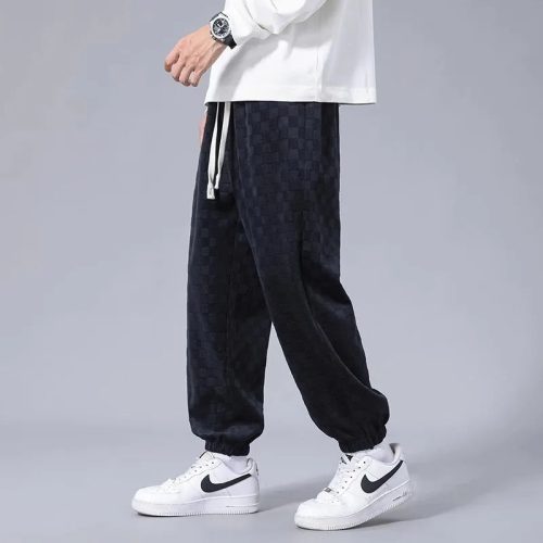 Mens Designer Running Baggy Track Pants Plaid Corduroy Straight Leg Wide Leg Jogger Casual Sweat Pants.jpg 1